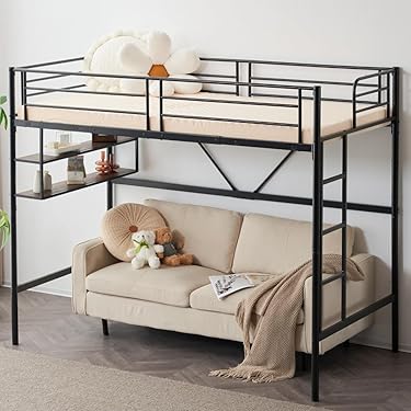 ロフトベッド シングル パイプベッド コンセント付き おしゃれ 北欧風